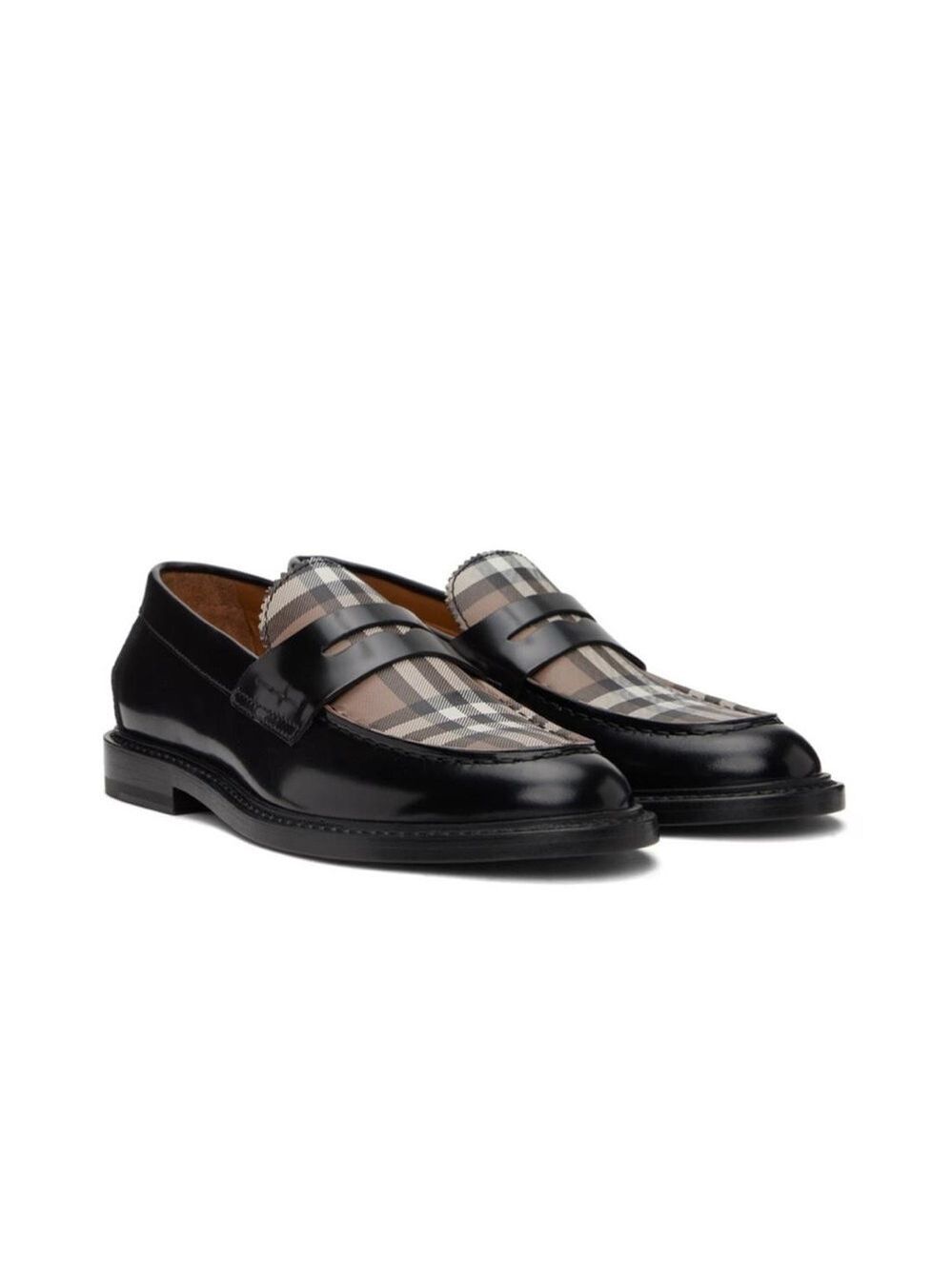 Burberry Women’s Shane Check Leather Panel Penny Loafer Flats - NWT